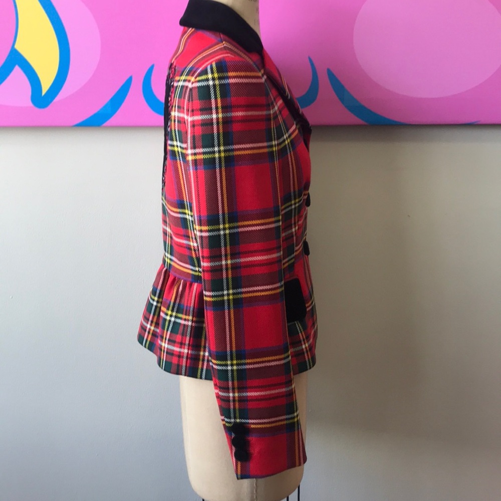 Moschino Black Heart Plaid Embroidered Blazer - Picture 3 of 8